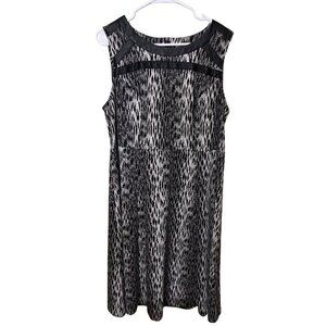 Lane Bryant Dress 16 Sleeveless Black White Animal Print Vacation Resort Cruise